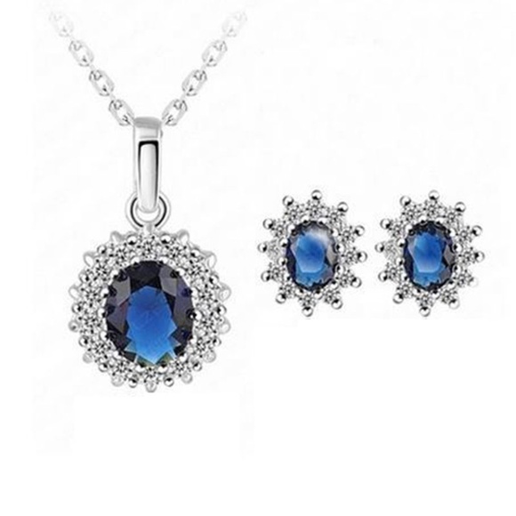 **SHIRA* 3-Pc Silver x Blue Fashion Jewelry Set - Picture 2 of 8